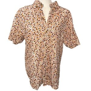 Dravus Short Sleeve Button Down Floral design paisley‎ style light weight size L